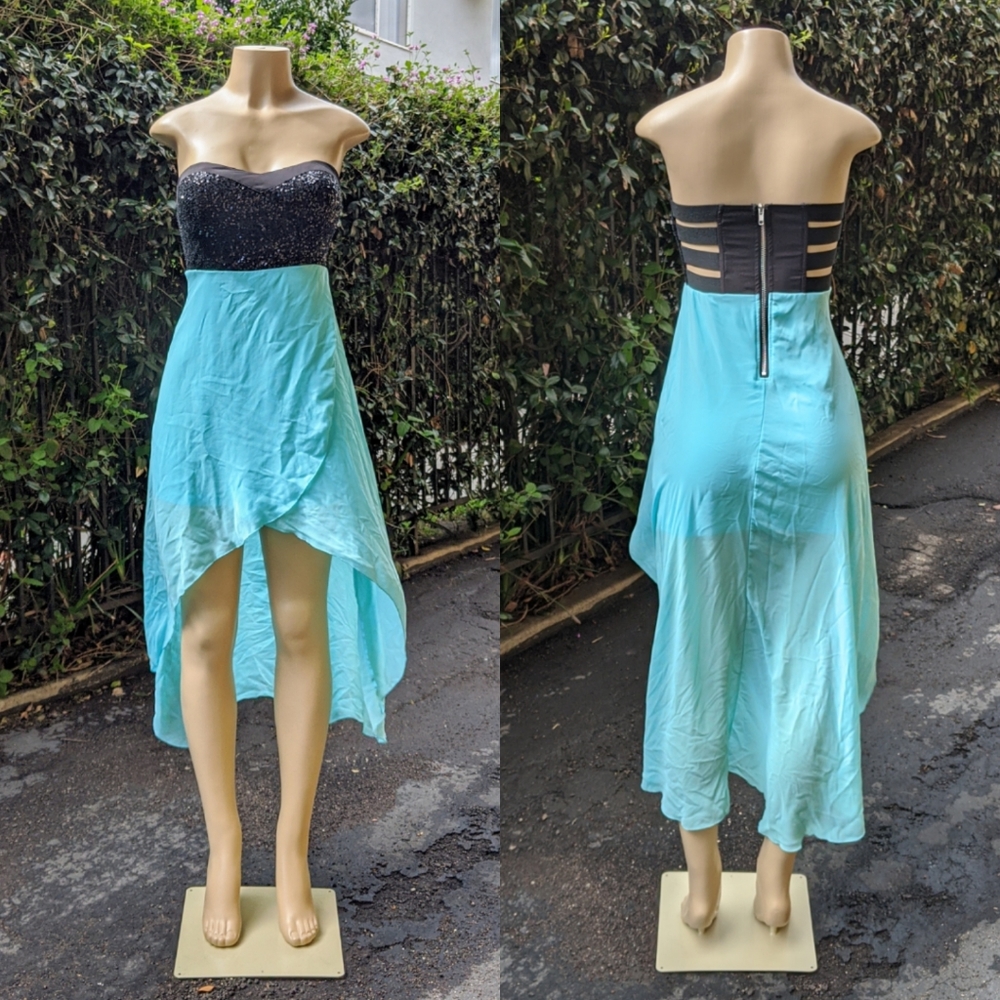 NWT. Charlotte Russe Sequined High-Low Dress (M)